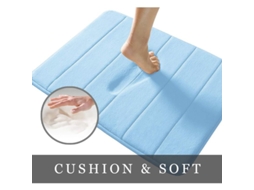 Tapete De Baño De Espuma De Memoria 15.5"x23" Coral Fleece Antideslizante Ultra Absorbente Suave Lavable A Máquina Azul