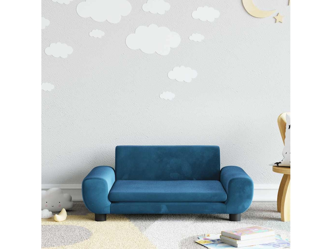 Vidaxl Sofá Infantil 70x45x33 Cm Veludo Azul