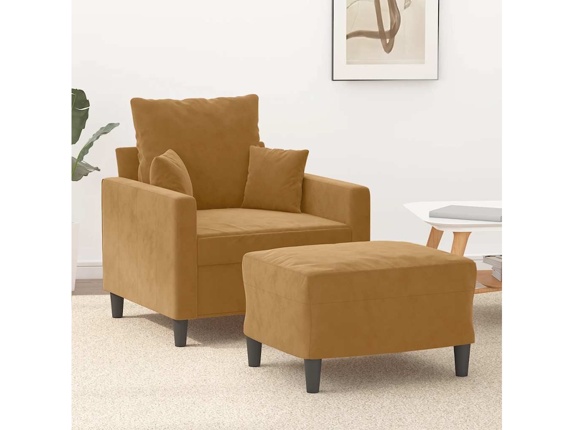 Vidaxl Poltrona Com Apoio De Pés 60 Cm Veludo Castanho