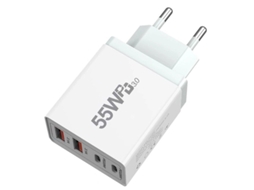 Carregador Usb Pd De 55 W Com 4 Portas (2 Usb-a 2 Usb-c) Com Carregamento Rápido Pd Qc Pps, Adaptador De Parede Ficha Americana
