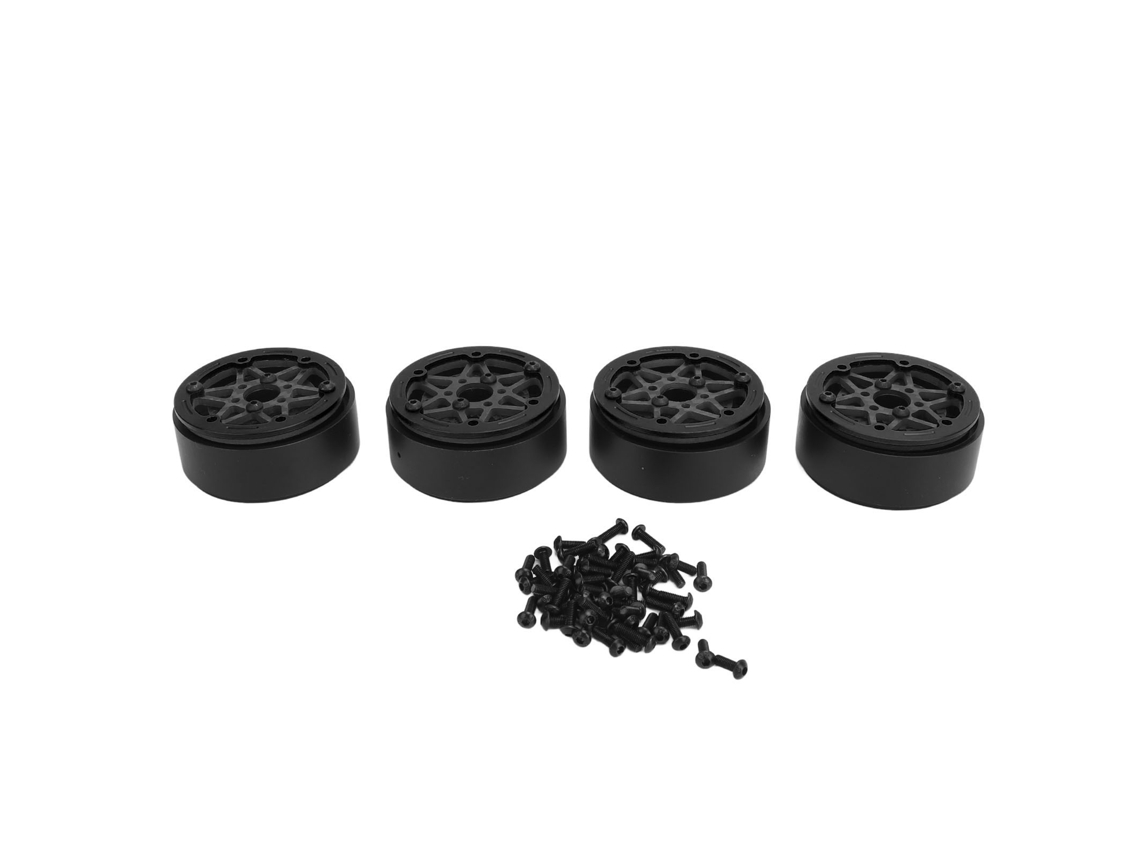 Yui Conjunto de 4 Rodas Beadlock de 1,9 Polegadas em Fibra de Carbono Hexagonal Selada para Carro RC Crawler 1/10 - Preto