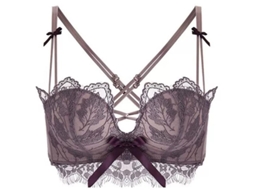 Bralette Sexy De Encaje Floral Sin Armazón De Acero Suave Con Relleno Y Soporte Sin Costuras Para Mujer Púrpura 36