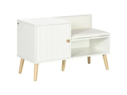 Banco para Sapatos com Compartimento e Assento Acolchoado 80x33x49 Cm Branco | S/MARCA