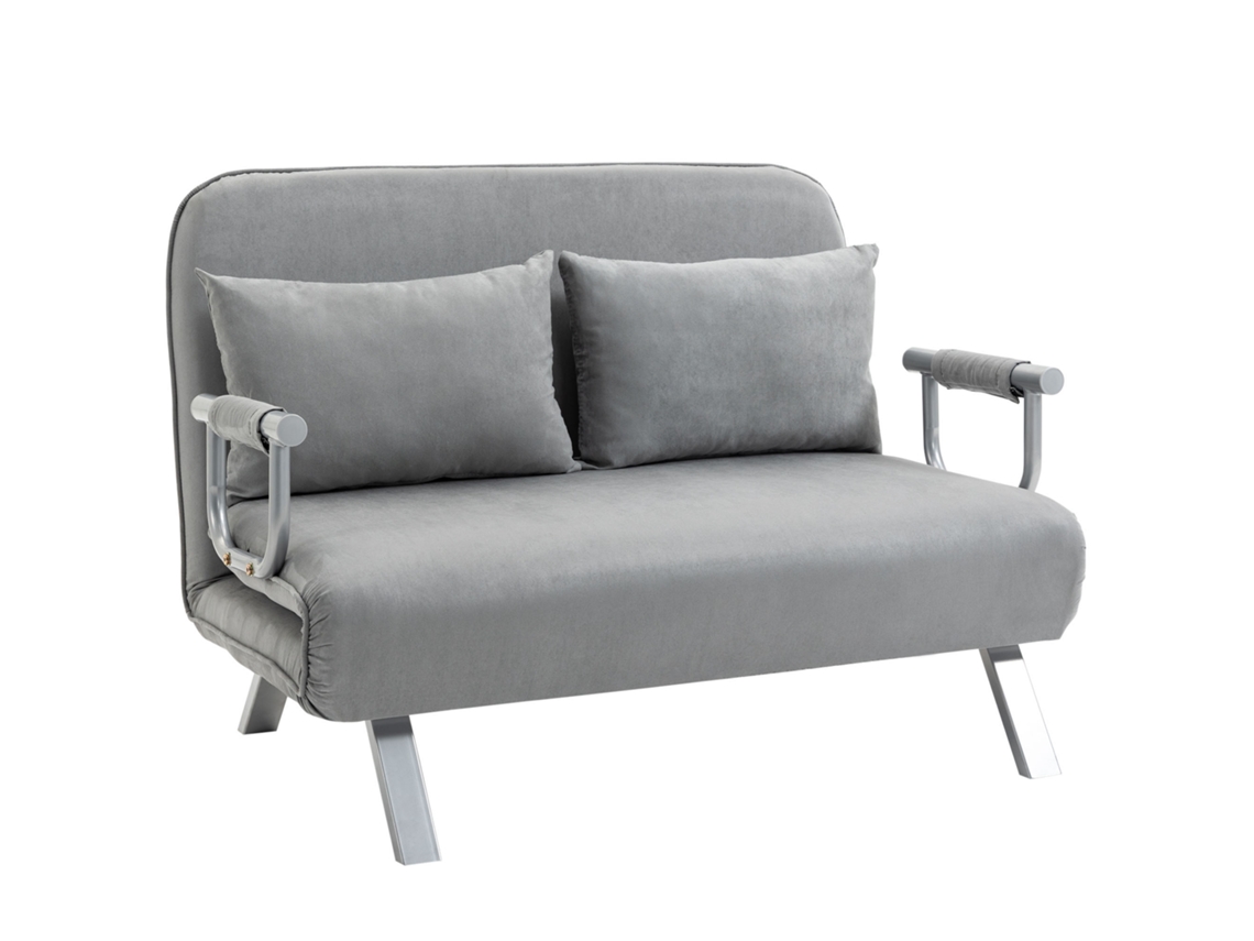 Sofá-cama Sofá Para Dois Lugares Função E Travesseiros, Sofá Ajustável, Até 150kg, Cinza Claro Cs