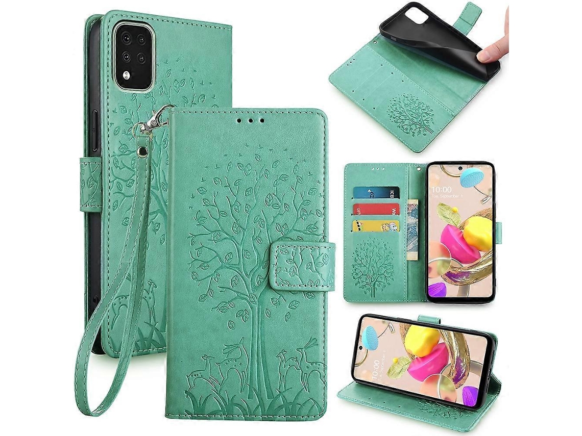 Capa De Couro Com Estampa De Árvore E Veado Para Lg K42