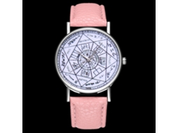 Relógio de pulso de quartzo para casais com pulseira de couro rosa moderno