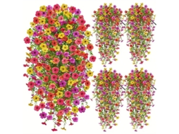 Conjunto de 4 Flores Artificiais Suspensas, Resistentes Aos Raios Uv, Buquê de Flores Artificiais para Ambientes Internos e Externos. AQUAFORGE