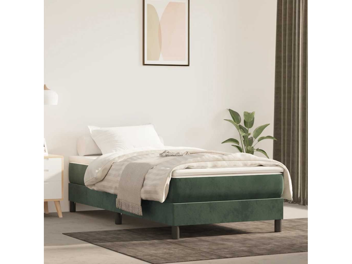 Vidaxl Colchão Molas Ensacadas Infantil Firmeza Média 80x160 Cm Veludo Verde-escuro