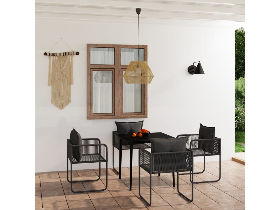 Pcs Conjunto De Jantar Para Jardim Preto Dkd Home Decor