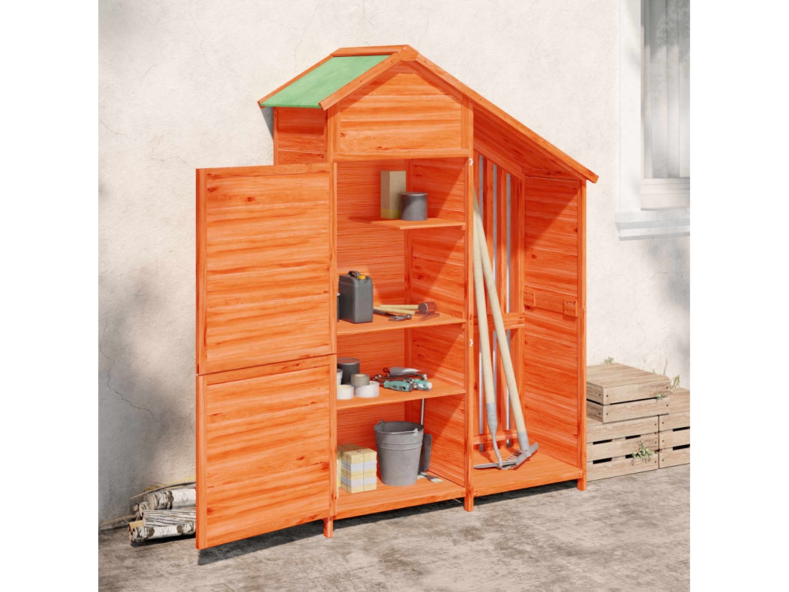 Vidaxl Abrigo P/ Ferramentas Jardim 120x53,5x170 Pinho Maciço Castanho