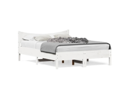 Bed Frame, Bed Frames Vidaxl Branco Madeira De Pinho (140 X 200 Cm)