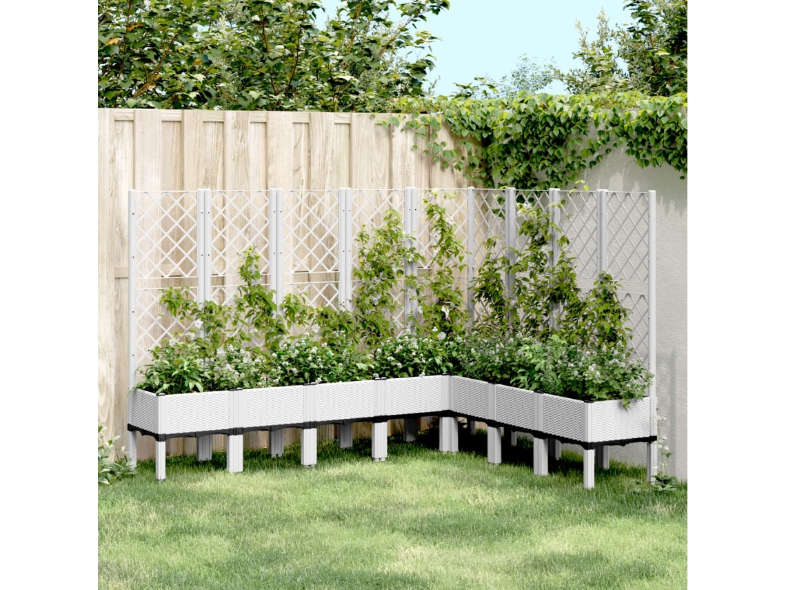 Vidaxl Vaso/floreira Jardim C/ Treliça 200x160x142 Cm Pp Branco