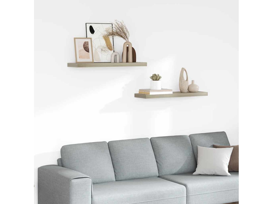 Vidaxl Prateleiras Parede Suspensas 2 Pcs 80x23,5x3,8cm Mdf Carvalho
