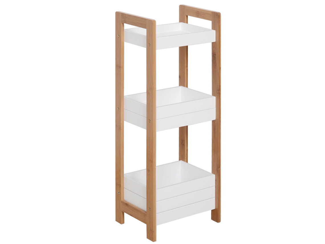 Prateleira de banheiro com 3 prateleiras, em bambu, 27,5x20,8x74cm | S/MARCA
