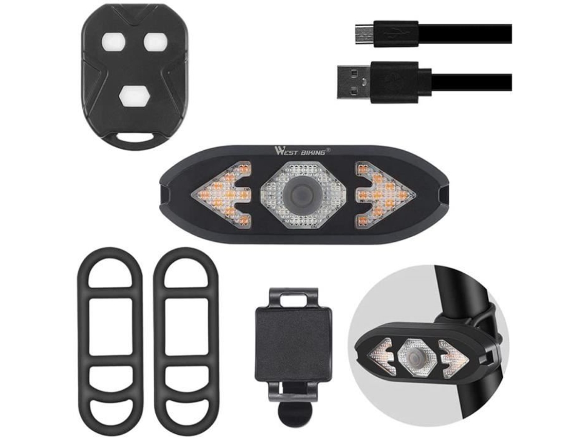Everpertuk Luzes Traseiras para Bicicleta Sinal de Seta com Controle Remoto Sem Fio Luz Traseira para Bicicleta Rechar A226
