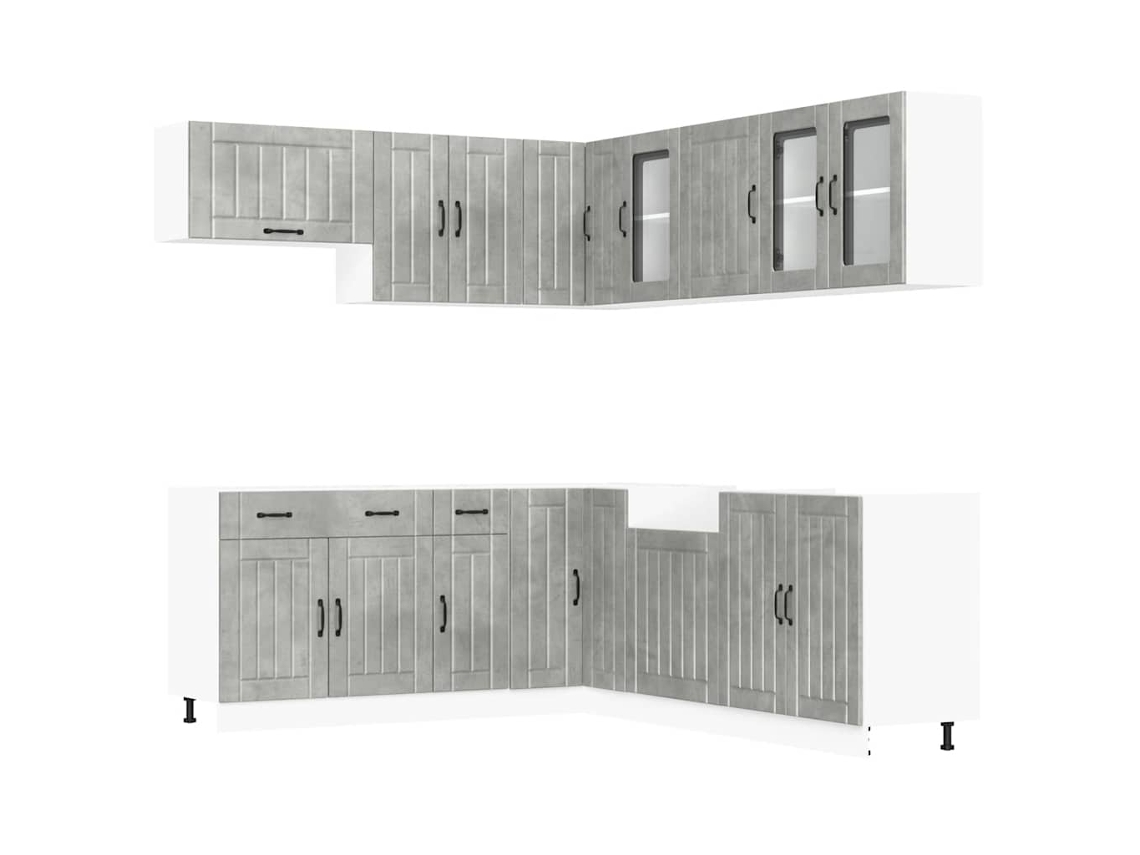 Kitchen Cabinet Set, Kitchen Cabinet Sets Vidaxl Cinzeto Madeira Processada (n/a)