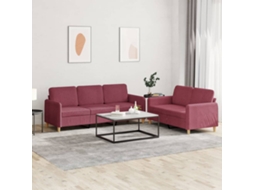 Vidaxl 2 Pcs Conjunto De Sofás Com Almofadões Tecido Vermelho Tinto
