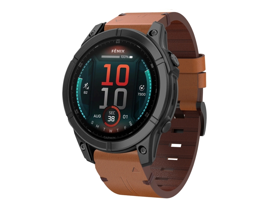 Bracelete para Garmin Fenix e Couro Fivela de Aço (22mm) Marrom XIAOMOYU (47mm)