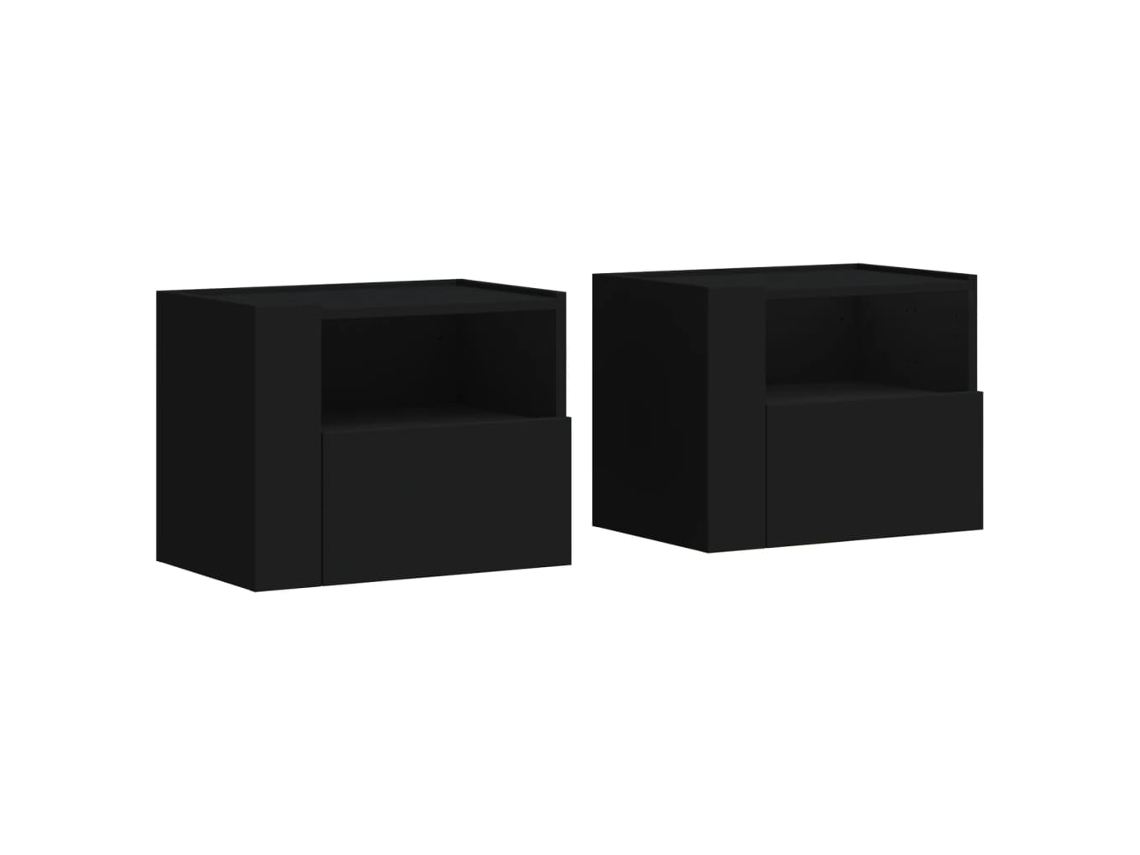 Wall-mounted Bedside Cabinet, Wall-mounted Bedside Cabinets Vidaxl Preto Madeira Processada (n/a)