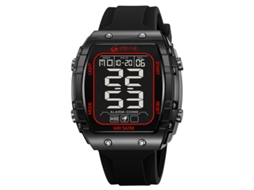 Relógio Esportivo Masculino Elegante , Relógio de Pulso Eletrônico Digital Luminoso À Prova D'água. MDUG (preto e Vermelho)