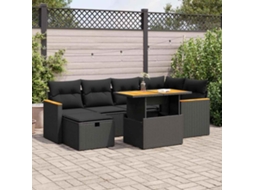 Vidaxl 8 Pcs Conjunto Sofás De Jardim Com Almofadões Vime Pe Preto