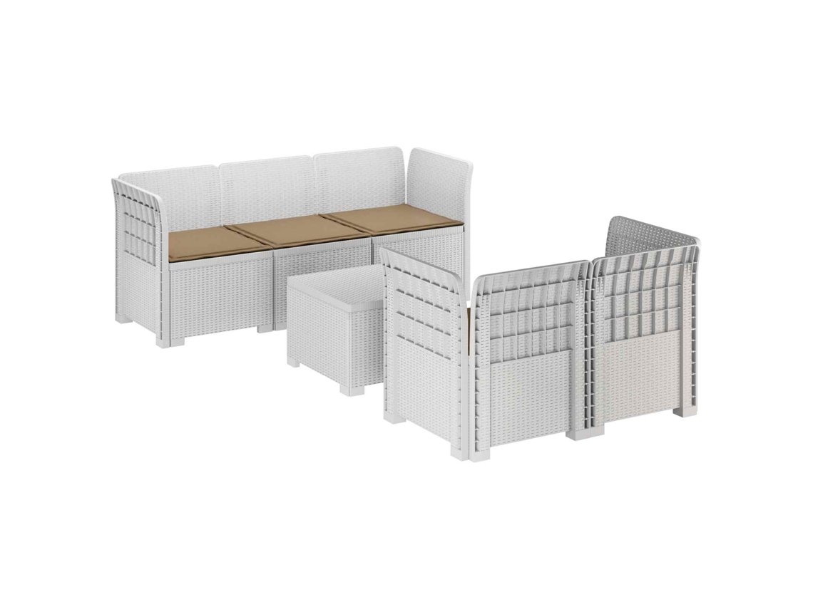 Vidaxl Sofá De Jardim De 5 Pessoas Com Almofadas Visual De Rattan Pp