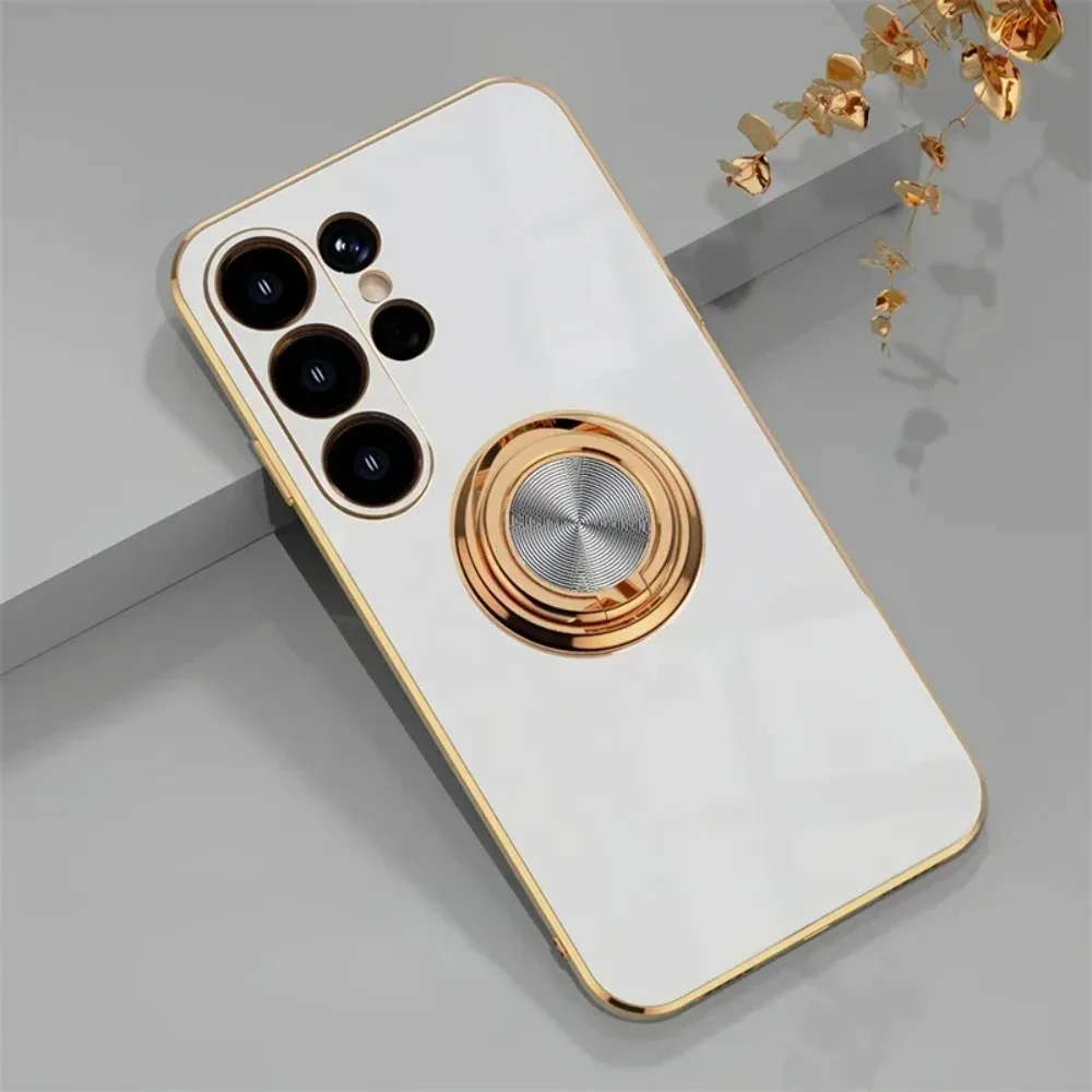 Capa Para Celular Com Suporte Magnético Giratório 360° (branca, Galaxy S23 Fe), À Prova De Quedas.