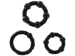 Estimulador Conjunto de Sevências de Três Anéis de Pênis Preto