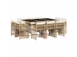Conjunto de 11 Jantar para Jardim com Almofadões Vime Pe Bege MAISON EXCLUSIVE