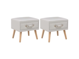 Vidaxl Mesas-de-cabeceira 2 Pcs 40x35x40 Cm Couro Artificial Branco