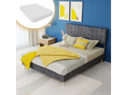 Cama Capitone Moderna 140x200 Cm Com Cabeceira Macia Cinza Sem Colchão