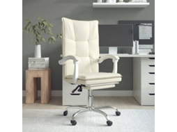vidaXL Cadeira de escritório reclinável couro artificial cor creme