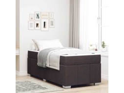 Vidaxl Estrutura Da Cama Com Colchão Marrom Escuro 90 X 200 Cm Tecido
