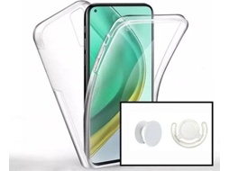 Kit Capa, PopSocket e Suporte Popsocket Xiaomi Mi 10T 5G 360º Impact Protection Transparente e Branco