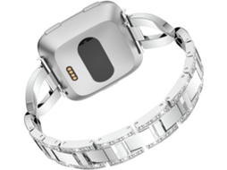 Pulseira De Aço Inoxidável Prateada Com Strass Em Formato X,