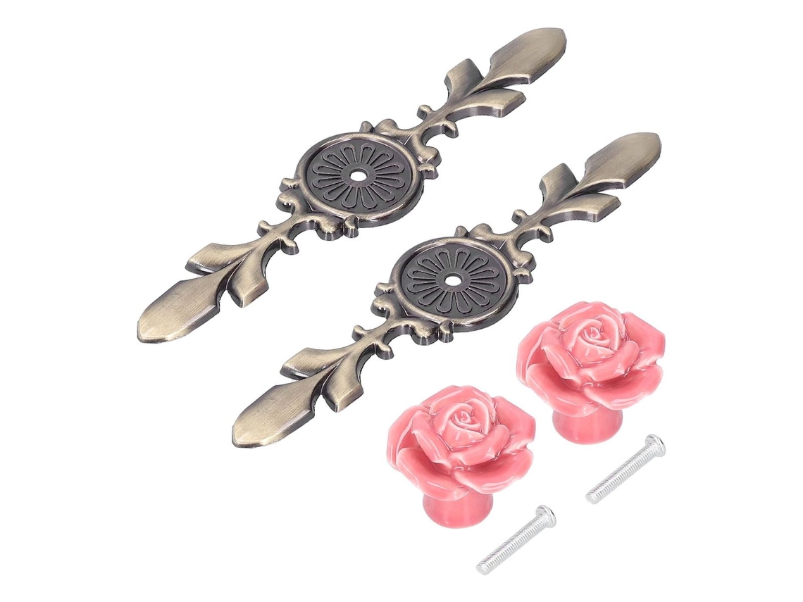 Conjunto de 2 Puxadores Cerâmica em Formato Rosa para Armário Klb BRILVIBERA