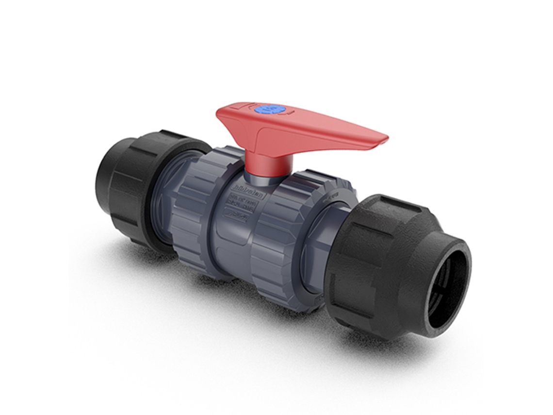 Val. Válvula de Esfera PVC Encaixe Roscado A/Pe Ø50 HIDROTEN
