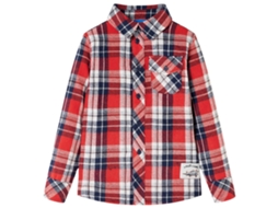 Camisa De Xadrez Para Criança Vermelho E Azul-marinho 104