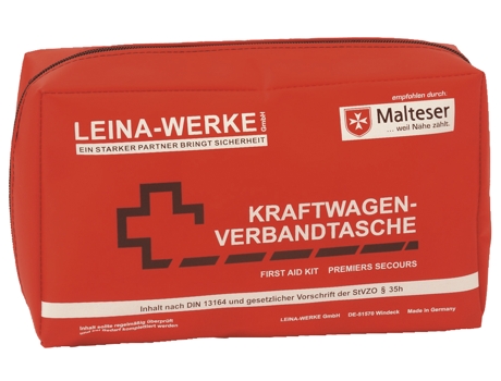 Bolsa Compacta de Primeiros Socorros para Veículos Leina Conteúdo Din 13164 Vermelha LEINA-WERKE