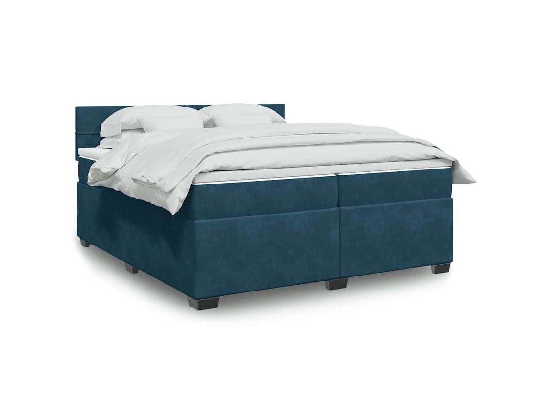 Vidaxl Cama Com Molas/colchão 200x200 Cm Veludo Azul