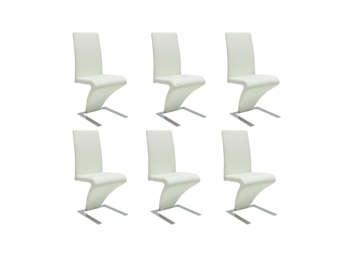 Vidaxl Cadeiras De Jantar 6 Pcs Couro Artificial Branco