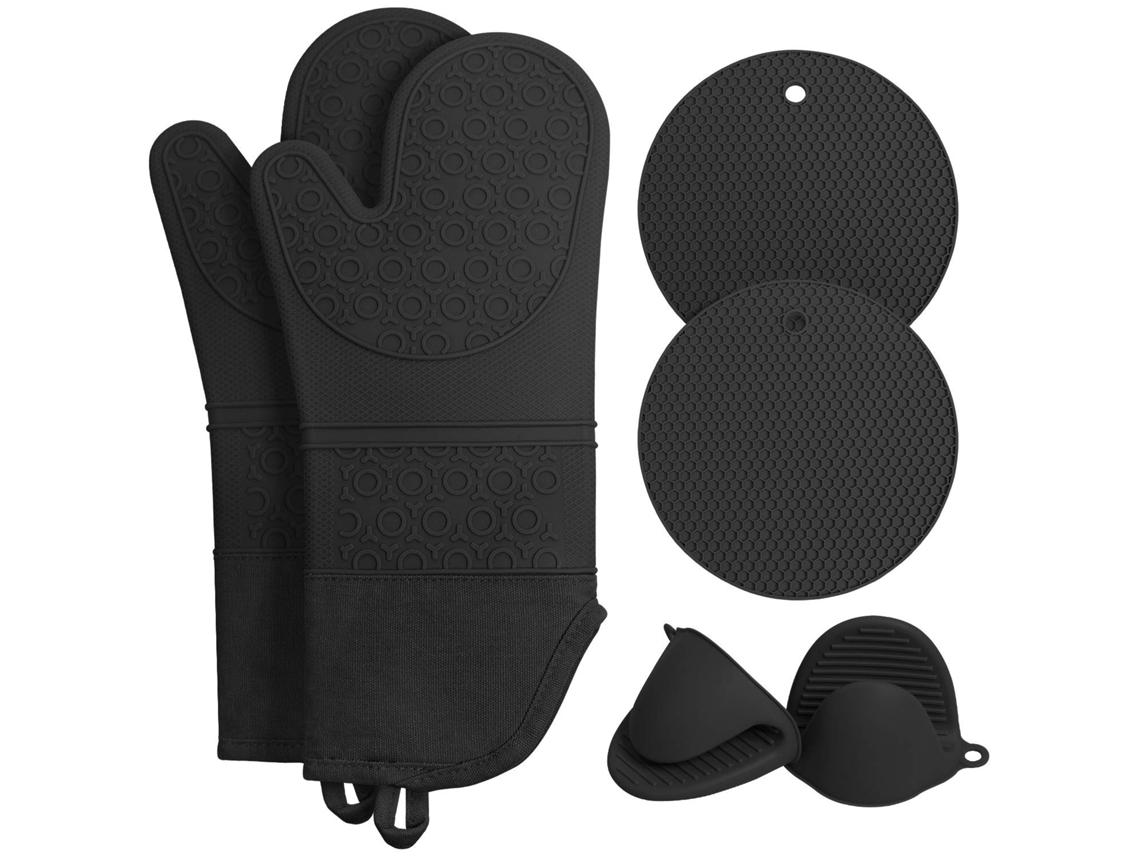 Pacote Com 6 Luvas De Forno Extra Longas E Conjunto De Pegadores De Panela Resistentes Ao Calor Aquaforge
