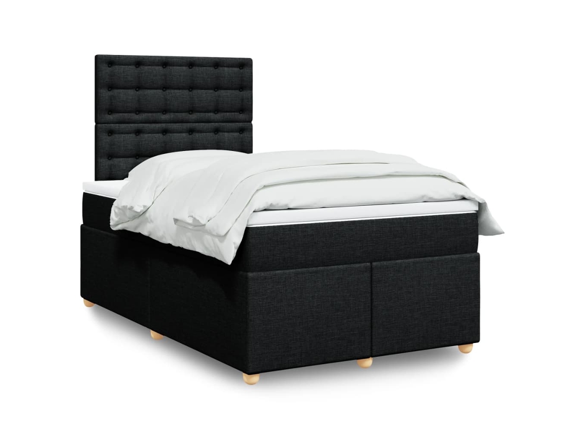Vidaxl Cama Com Molas/colchão 120x200 Cm Tecido Preto