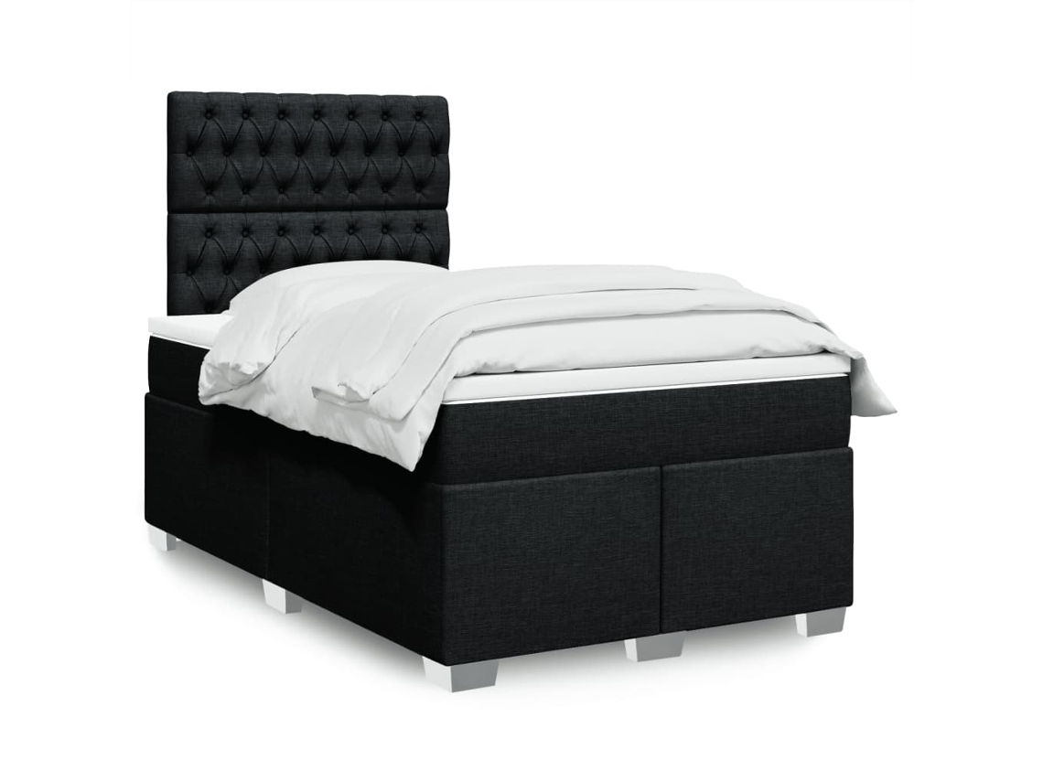 Vidaxl Cama Com Molas/colchão 120x200 Cm Tecido Preto