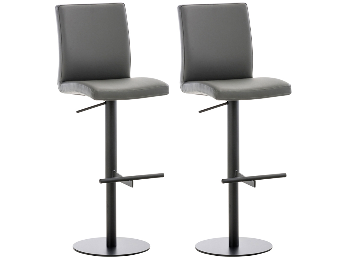 Conjunto de 2 bancos de bar Cadiz em imitação de pele preto/cinza CLP