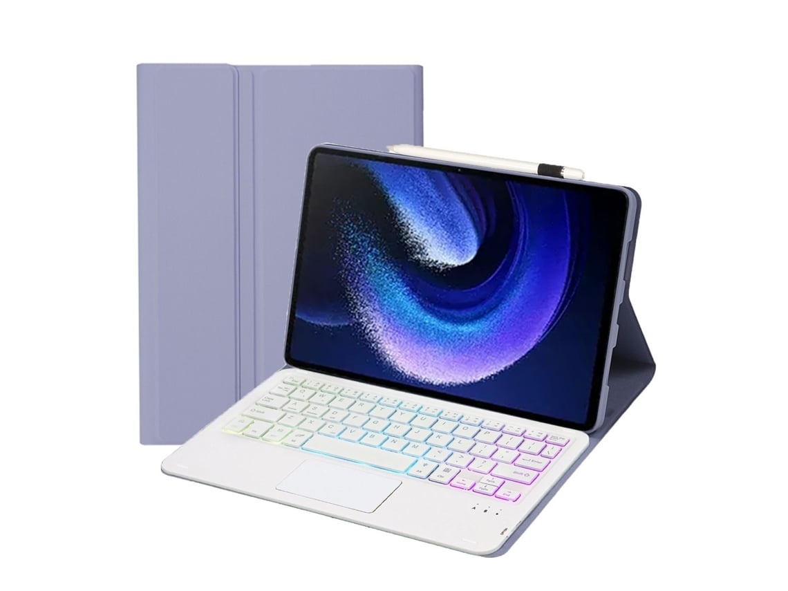 Capa Com Teclado Para Tablet Lurelia, Compatível Com Huawei Matepad Se 10.4 2023, Roxo, Teclado Bluetooth, Fixação Magnética
