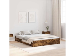 Vidaxl Estrado De Cama Com Arrumação Carvalho Defumado 160 X 200 Cm