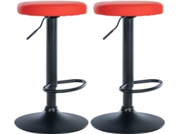 Conjunto de 2 bancos de bar Couro sintético Ponte vermelho/metal fosco preto CLP