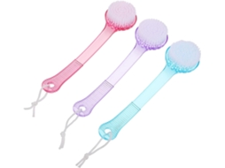Conjunto De 3 Escovas Banho Com Cabo Longo, Escova Macia Para Esfoliação E Massagem, Cor Aleatória
