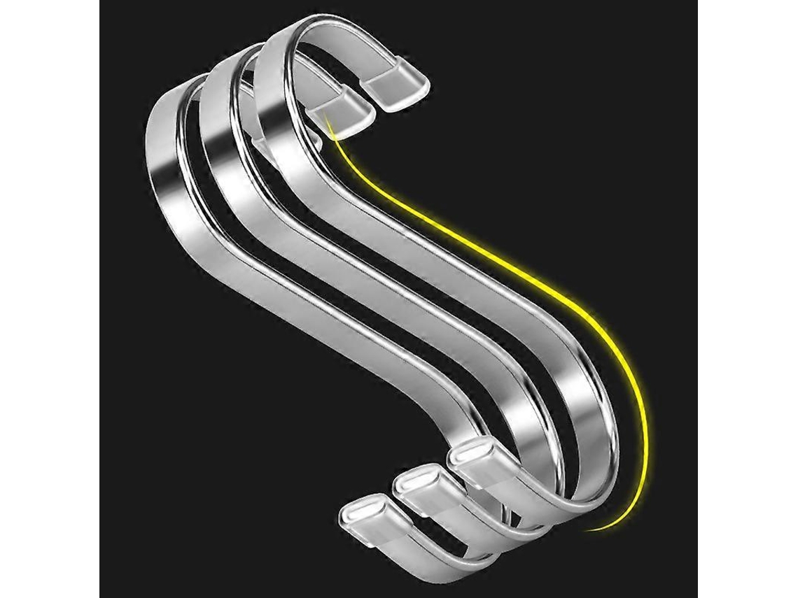 10 Ganchos em Forma de S de Aço Inoxidável Grandes e Resistentes para Pendurar Utensílios de Cozinha e Acessórios